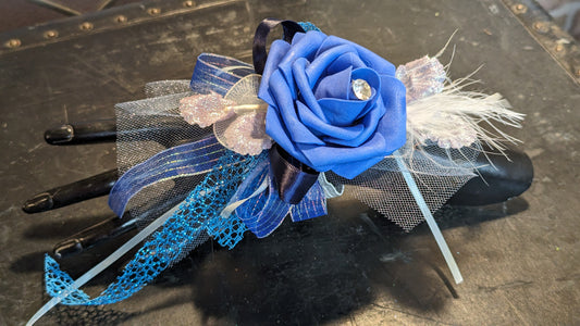 Artificial Keepsake Blue Rose Corsage White