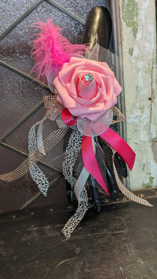 Artificial Keepsake Pink Rose Corsage Pink