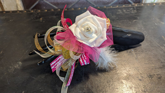Artificial Keepsake White Rose Corsage Pink